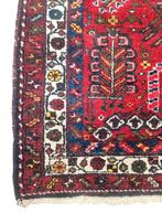 Handgeknoopt Perzisch wol Karaja tapijt floral red 102x156cm, Vintage, Perzisch, Oosters, Gebruikt, 100 tot 150 cm, Crème