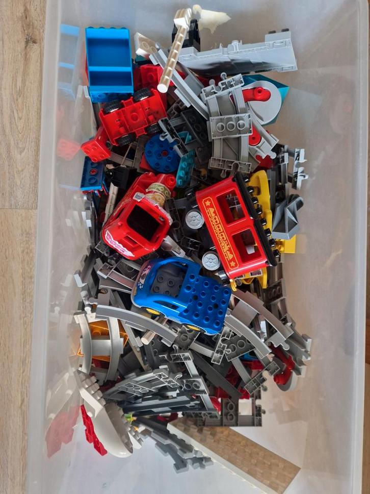 Duplo Trein met Baan en Voertuigen, bouwstenen, Kinderen en Baby's, Speelgoed | Duplo en Lego, Gebruikt, Duplo, Complete set, Ophalen of Verzenden