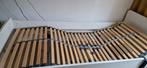 1 persoons bed met verstelbare lattenbodem, Ophalen, 90 cm, Eenpersoons, Wit