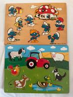 Vormpuzzels smurfen en boerderij, Kinderen en Baby's, Speelgoed | Kinderpuzzels, Ophalen, Gebruikt, 10 tot 50 stukjes, Van hout