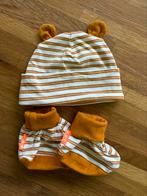 Te koop: HEMA set muts en slofjes oker geel gestreept NIEUW, Jongetje of Meisje, Nieuw, Ophalen of Verzenden, Hema