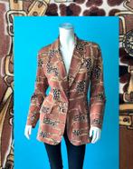 Vintage originele jaren 80 blazer bruin/motief maat 40, Maat 38/40 (M), Bruin, Verzenden, Vintage