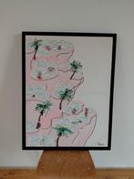 Groot schilderij tropisch zwembad pastel Ibiza Coco Maison, Antiek en Kunst, Ophalen