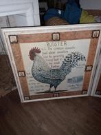 2 schilderijen met Hanen, Ophalen of Verzenden, Schilderij, 50 tot 75 cm