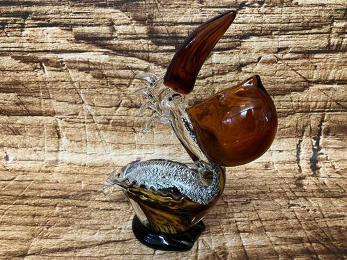 Beeld glazen pelikaan Murano stijl., Antiek en Kunst, Antiek | Glas en Kristal, Ophalen of Verzenden