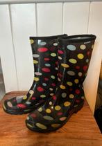 Vrolijke zwarte kaplaarzen met gekleurde stippen in maat 39., Ophalen of Verzenden, Zo goed als nieuw