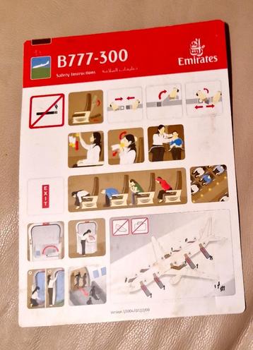 Emirates B777-300 flight safetycard beschikbaar voor biedingen