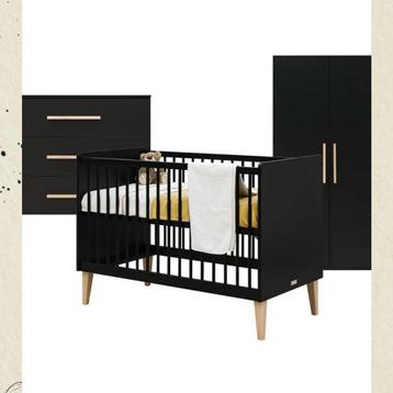 Complete Babykamer Bopita Zwart (ledikant, commode, kast) beschikbaar voor biedingen