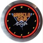 Muscle Car leuke garage mancave neon klok, Wandklok, Nieuw, Ophalen of Verzenden, Info@americansaleshop.nl