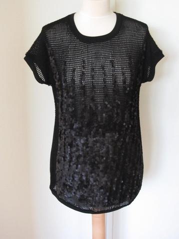 Top 40, zwart, k.m. pailetten voorpand, Eva Kayan, z.g.a.n. beschikbaar voor biedingen