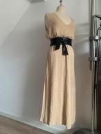 Gebreide jurk v-hals met  2x hoge split Beige XXL= 40/42, Verzenden, Beige, Maat 42/44 (L), Nieuw