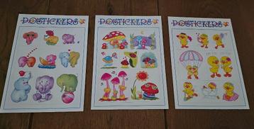 1987 kaart stickers- vintage- 3 stuks- verzend ook. beschikbaar voor biedingen