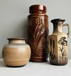 West-Germany vintage vazen AK Keramik Scheurich KMK bruin, Overige kleuren, Aardewerk of Porselein, Ophalen of Verzenden, Zo goed als nieuw