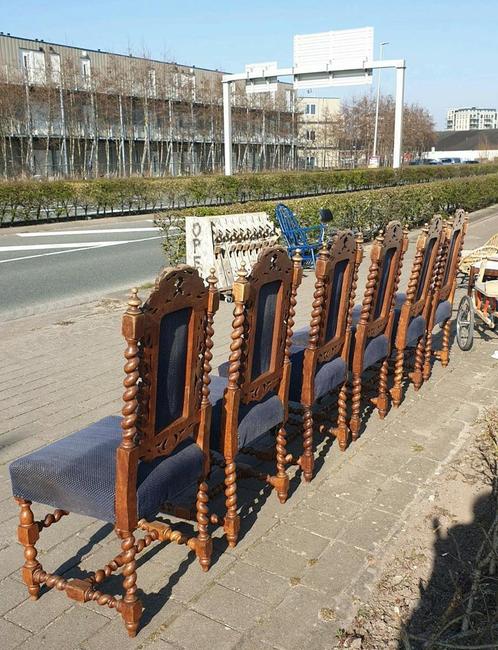 Antique French Renaissance Dining Setprice Larp Kasteel, Huis en Inrichting, Stoelen, Gebruikt, Vijf, Zes of meer stoelen, Hout