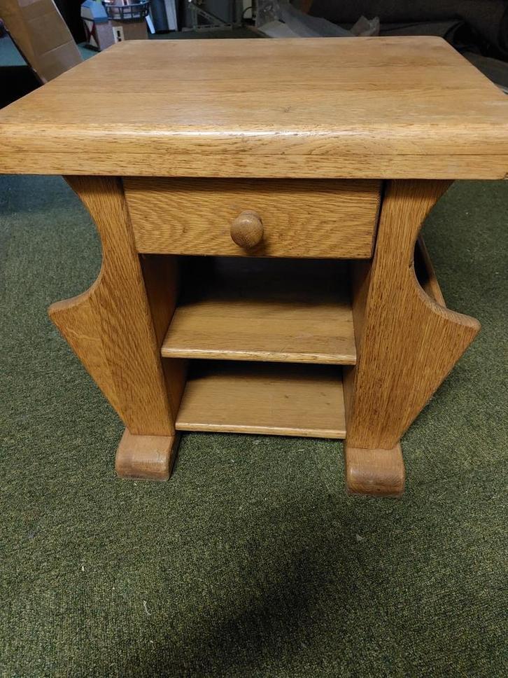 Geloogd Eiken Lectuurbak Bijzettafel, Huis en Inrichting, Tafels | Bijzettafels, Gebruikt, Rechthoekig, Minder dan 45 cm, Minder dan 55 cm