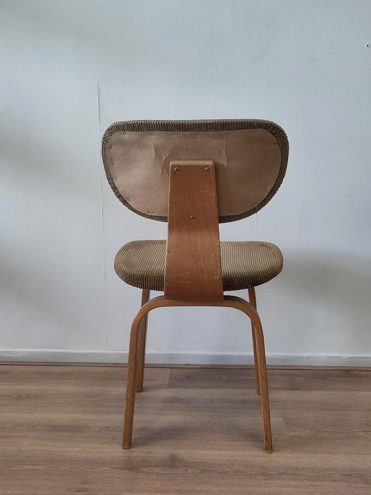 1x vintage Pastoe eetkamerstoel SB02 houten stoel stof, Huis en Inrichting, Stoelen, Gebruikt, Eén, Hout, Stof, Bruin, Ophalen