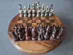 Antiek Schaakspel met Houten Bord, Ophalen of Verzenden, Gebruikt
