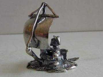 Miniatuur zilver S5-b tobbe + zeil zilveren miniaturen gezeg beschikbaar voor biedingen