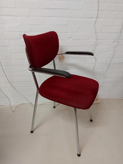 Vintage De Wit Schiedam design armchair eetkamerstoel, Huis en Inrichting, Stoelen, Zo goed als nieuw, Eén, Metaal, Stof, Rood