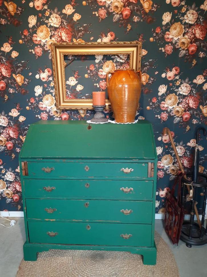 Brocante groene Secretaire Kast, Huis en Inrichting, Kasten | Secretaires, Ophalen