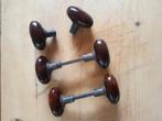 3 sets antieke deurknoppen gepolitoerde houten knoppen, Doe-het-zelf en Verbouw, Hang- en Sluitwerk, Ophalen of Verzenden, Gebruikt