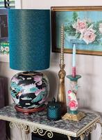Grote tafellamp,  chinees porselein ,, kraanvogel, Huis en Inrichting, Lampen | Tafellampen, Ophalen of Verzenden, Zo goed als nieuw
