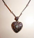 Ketting Zilver Hart Victoriaans Aquamarijn Hartje Antiek, Sieraden, Tassen en Uiterlijk, Antieke sieraden, Verzenden, Zilver, Ketting