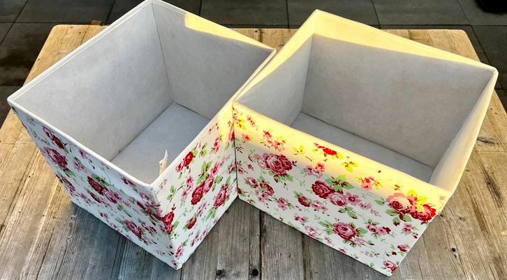 Ikea opbergbak Dröna 6 stuks Roos-decor, Huis en Inrichting, Woonaccessoires | Schalen en Manden, Gebruikt, Rechthoekig, Ophalen