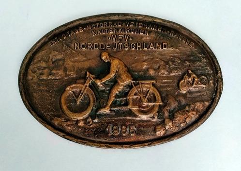 Bronzen Motor Plaquette - Klassieke Motoren Race - 1985, Antiek en Kunst, Antiek | Koper en Brons, Brons, Ophalen of Verzenden