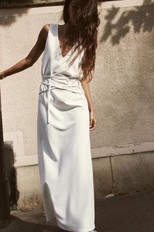 Zara midi-jurk – wit, mouwloos met ceintuur – maat M –, Kleding | Dames, Jurken, Zo goed als nieuw, Maat 38/40 (M), Wit, Onder de knie