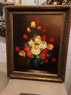Prachtige olieverf bloemen schilderij, Antiek en Kunst, Ophalen of Verzenden