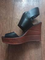 Zwarte Sleehak Sandalen - Maat 40, Ophalen, Zwart, Sandalen of Muiltjes, Zo goed als nieuw