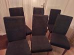 6 eetkamerstoelen, Huis en Inrichting, Stoelen, Ophalen, Gebruikt, Zwart, Stof