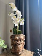 Aap bloempot met kunst orchidee, Ophalen of Verzenden, Zo goed als nieuw