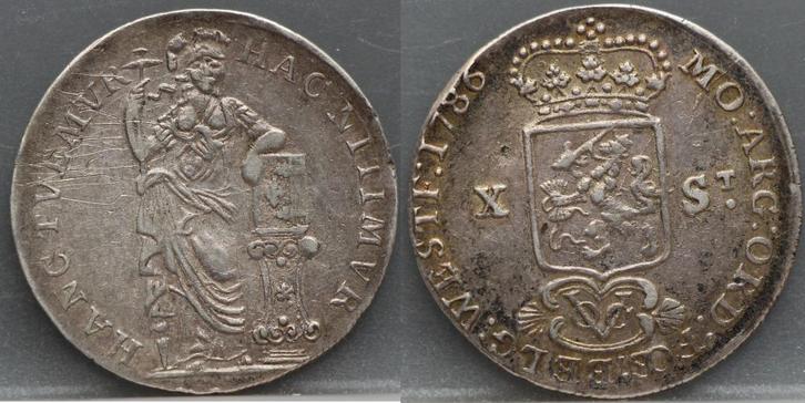 X Stuiver 1786 West Friesland VOC - 10 stuiver 1786 VOC, Postzegels en Munten, Munten | Nederland, Losse munt, Overige waardes