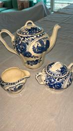 Blauw Peacock maestrichts pauw koffiekan, suikerpot, melkkan, Antiek en Kunst, Ophalen of Verzenden