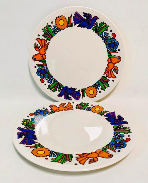 Villeroy en Boch - 2 Acapulco bordjes *vintage*design*, Huis en Inrichting, Keuken | Servies, Zo goed als nieuw, Bord(en), Overige stijlen