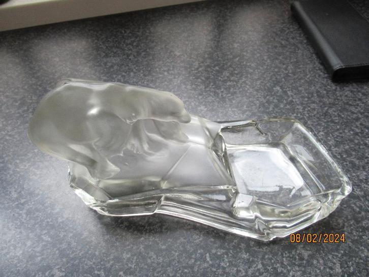 ART DECO GLAZEN ASBAK - IJSBEREN- KARL ZENTNER-TSJECHIE 1935, Antiek en Kunst, Antiek | Glas en Kristal, Ophalen of Verzenden