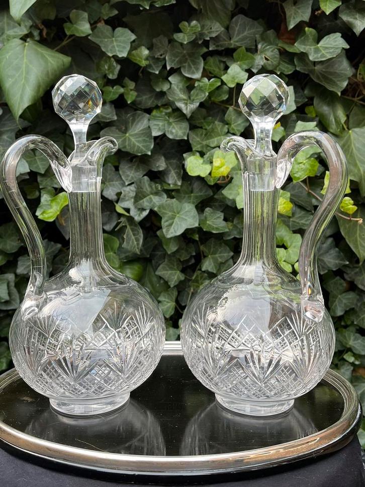 2x stel Antieke kristallen karaffen., Antiek en Kunst, Antiek | Glas en Kristal, Ophalen of Verzenden