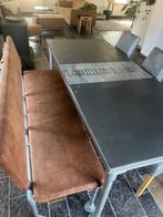 Stoere eettafel 87*201*79 met bijpassen bankje, Huis en Inrichting, Tafels | Eettafels, Ophalen, Stoer, 50 tot 100 cm, Zo goed als nieuw
