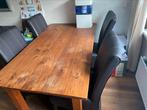 Tafel met 4 stoelen zeer zwaar hout, Ophalen, Zeer zwaar hout, 50 tot 100 cm, Zo goed als nieuw