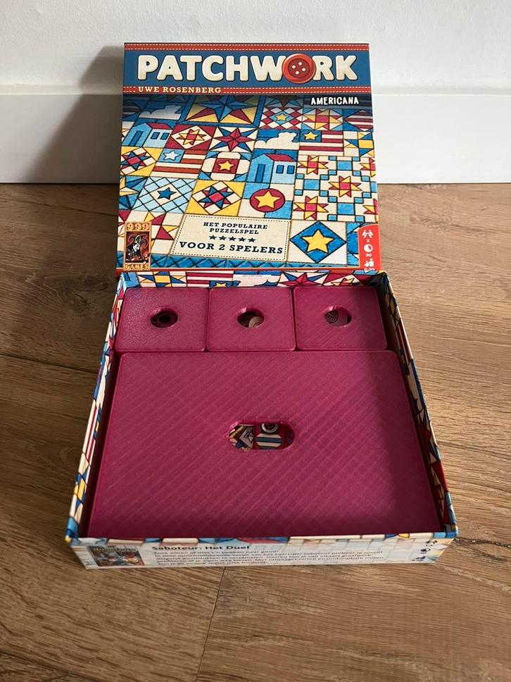 3d printed insert Patchwork - transparant roze, Hobby en Vrije tijd, Gezelschapsspellen | Bordspellen, Zo goed als nieuw, Ophalen of Verzenden