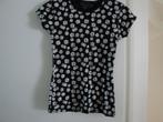 Nieuw zwart shirt met madeliefjes. Maat 34., Zwart, Nieuw, Ophalen of Verzenden, Korte mouw