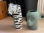 Dierenvazen / bloempot Aap en Zebra, Tuin en Terras, Bloempotten, Gebruikt, Rond, Binnen, Ophalen of Verzenden