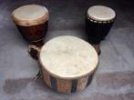 Djembe’s en Bas drum, mooie klank, uit 1 stuk hout, Muziek en Instrumenten, Percussie, Ophalen, Zo goed als nieuw, Trommel