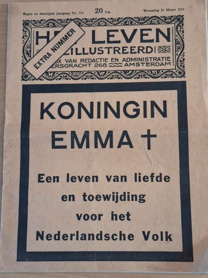 Koningin Emma. 1934. Herdenkingsuitgave. * Zie tekst., Verzamelen, Koninklijk Huis en Royalty, Gebruikt, Tijdschrift of Boek, Nederland