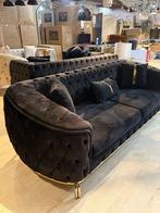 Luxe Zwarte 3-Zitsbank met Gouden Pootjes – Modern & Elegant, Ophalen of Verzenden, Nieuw, Driepersoons