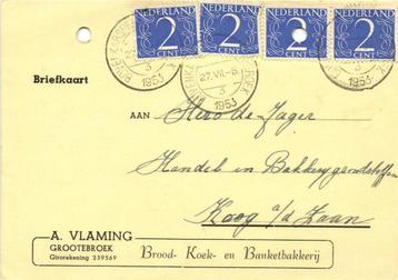 A. Vlaming, Grootebroek - 07.1953 - briefkaart beschikbaar voor biedingen