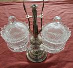 Unieke antieke kristallen stel suikerpotten met zilver, Antiek en Kunst, Ophalen of Verzenden