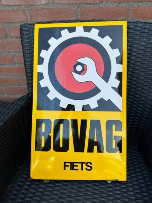 Mooi origineel emaille BOVAG FIETS bord. Langcat., Verzamelen, Merken en Reclamevoorwerpen, Gebruikt, Reclamebord, Ophalen of Verzenden